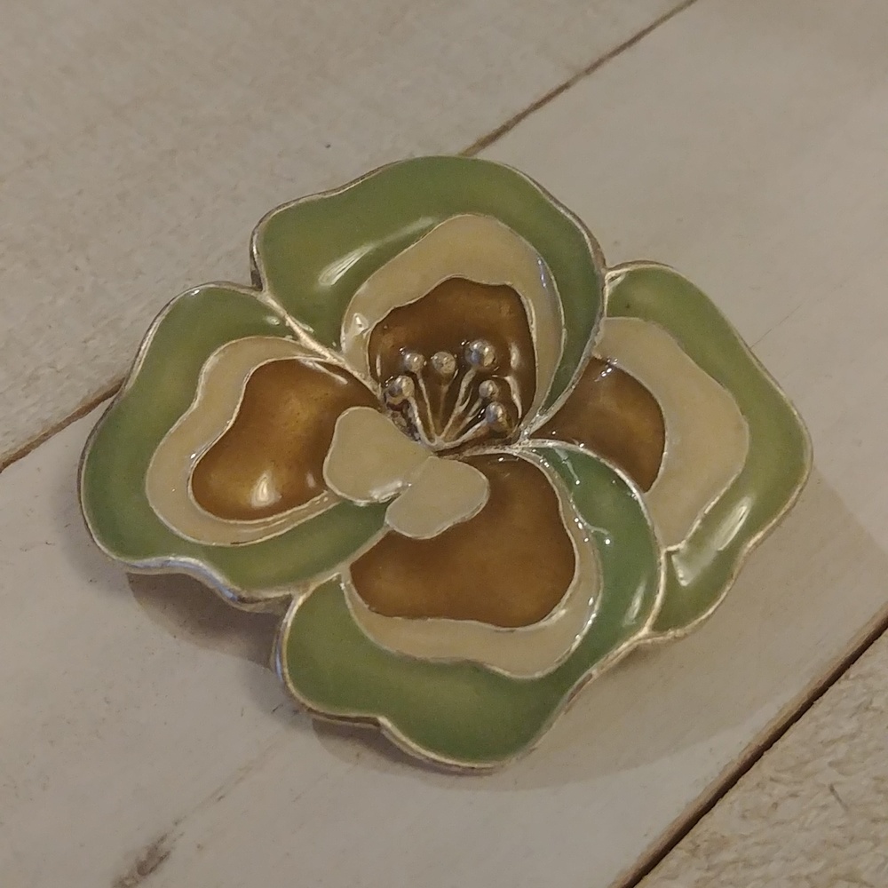 Vintage F⭐XY Enamel Floral Brooch
